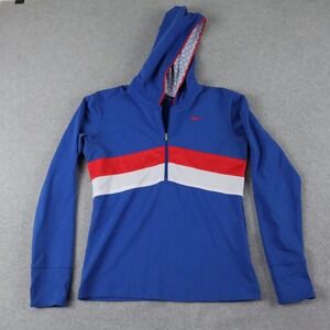 Nike Hoodie Womens Medium 8-10 Fit Dry 1/2 Zip Pullover Active Blue Long Sleeve